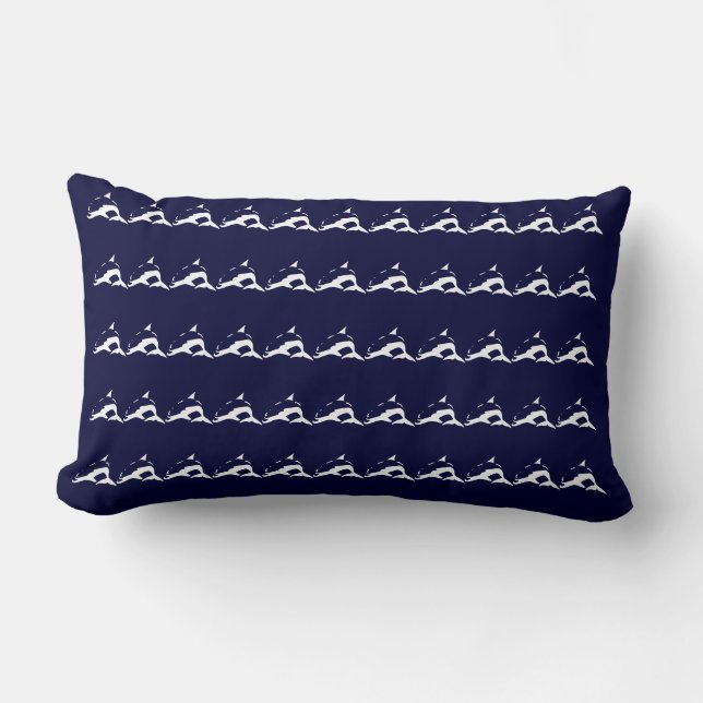 mini blanc DOLPHIN sur coussin bleu marine (Recto)