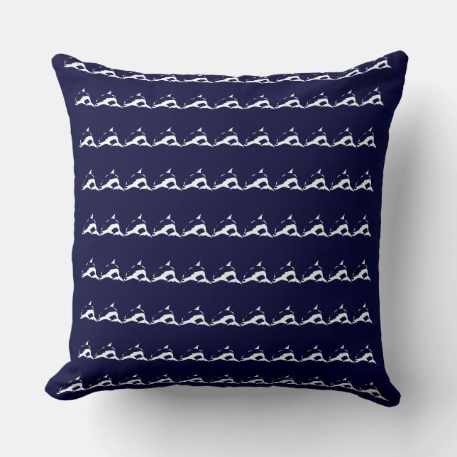 mini blanc DOLPHIN sur coussin bleu marine (Recto)