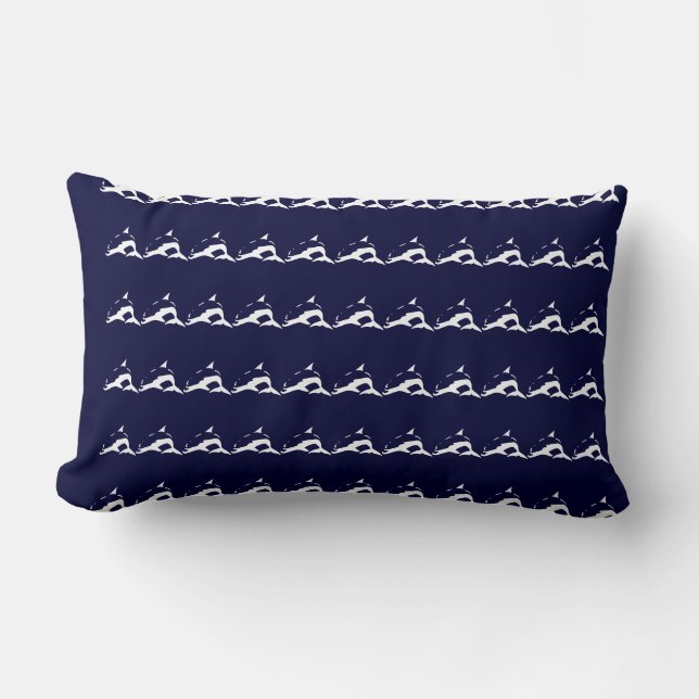 mini blanc DOLPHIN sur coussin bleu marine (Recto)