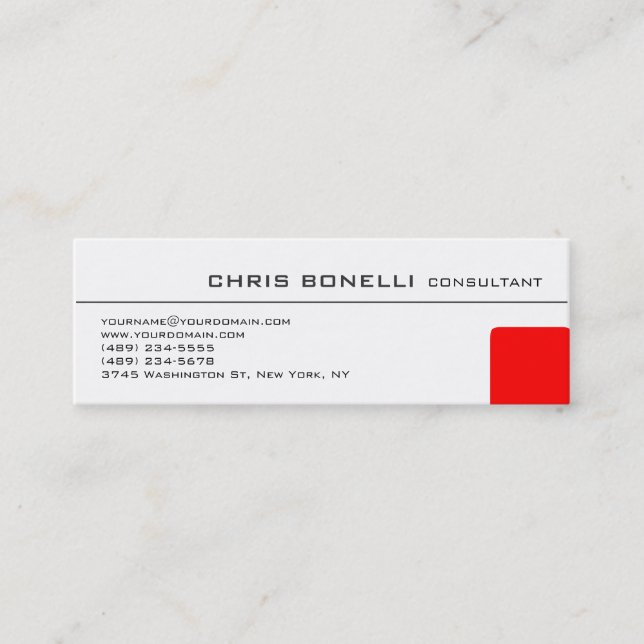 Mini Blanc maigre Rouge tendance Carte de visite chic (Devant)
