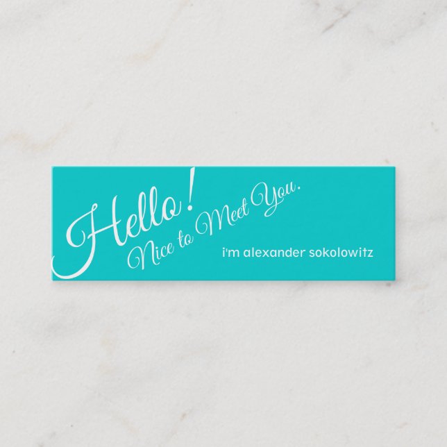 Mini Bonjour ! Carte de visite de profil de turquoise (Devant)