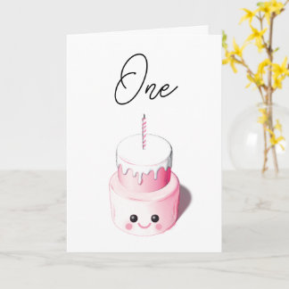 Mini Cake 1er Anniversaire Carte pour Fille