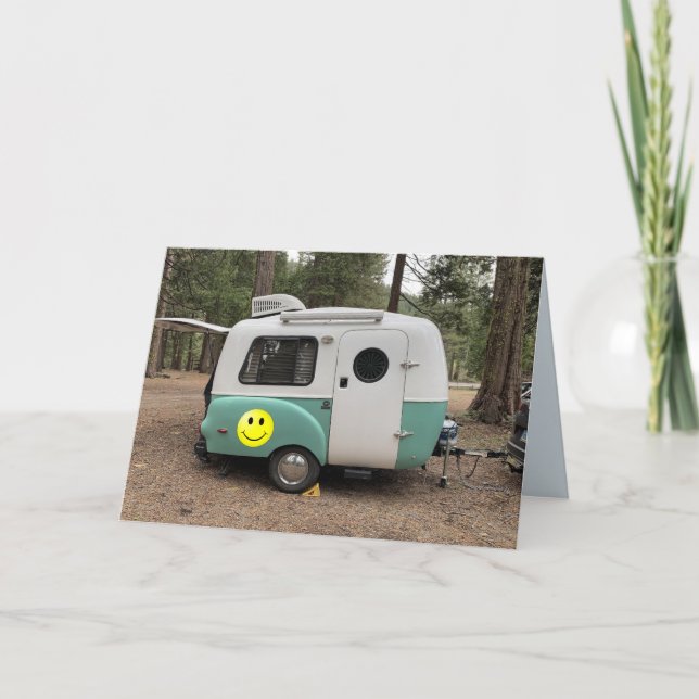 MINI CAMPER TRAILER BONNES cartes d'anniversaire (Devant)