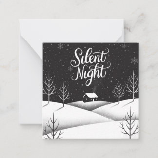 Mini carte de Noël noir et blanc de nuit