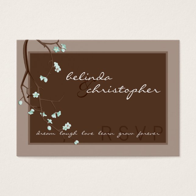 MINI CARTE DE RÉPONSE RSVP :: fleurs de cerisiers  (Devant)