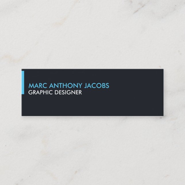 Mini Carte de visite 002 - Minimal moderne, noir/bleu (Devant)