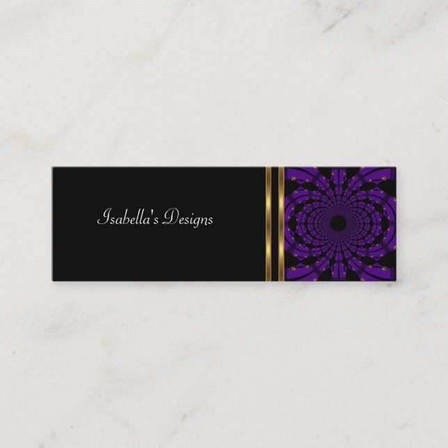 Mini Carte de visite Abstrait Violet Or Mince (Devant)