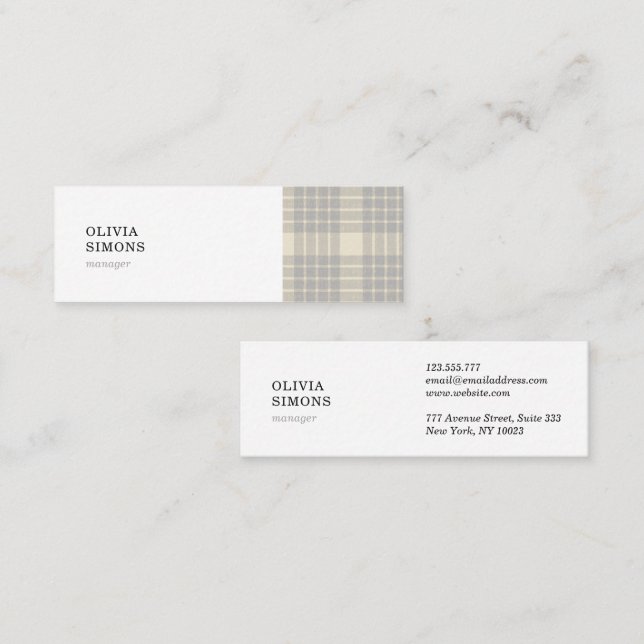 Mini Carte de visite avec motif gingham (Devant / Derrière)
