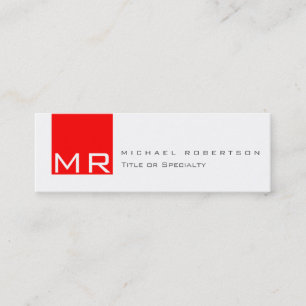 Mini Carte de visite blanche monogramme moderne propre 