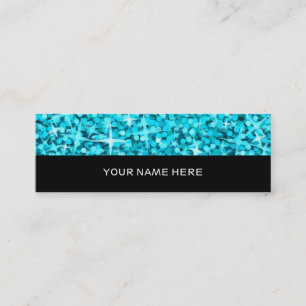 Mini Carte de visite bleu Glitz noir maigre