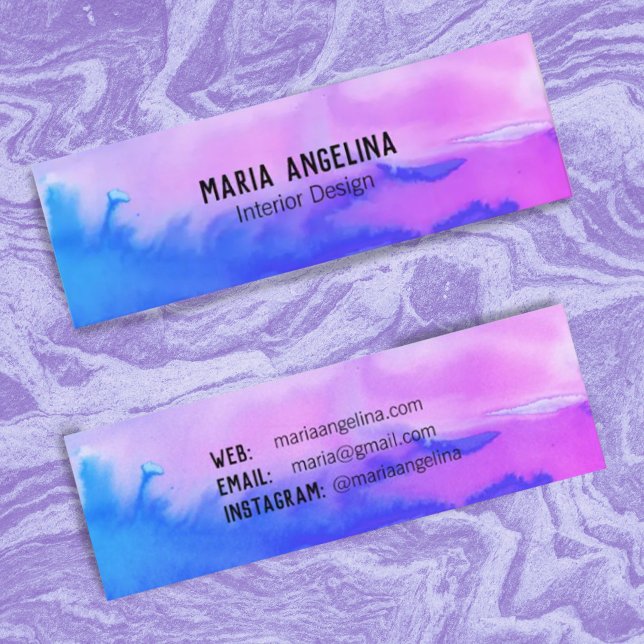 Mini carte de visite bleu violet abstrait (Créateur téléchargé)