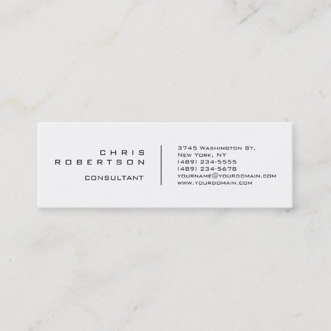 Mini Carte de visite clair simple blanc maigre moderne (Devant)