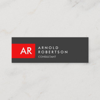 Mini Carte de visite de bande rouge gris monogramme min