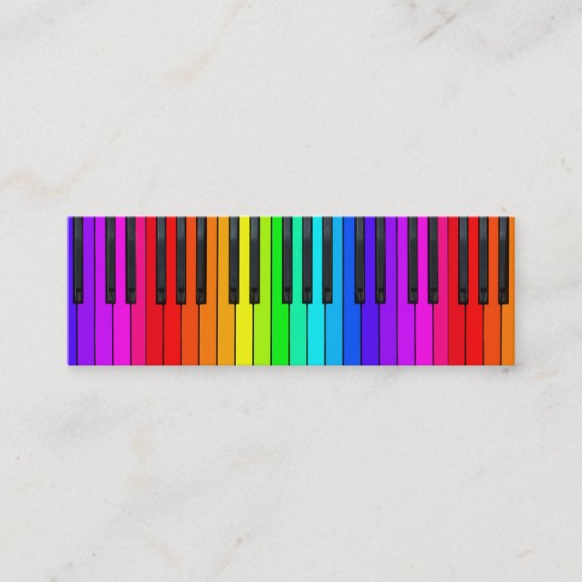 Mini Carte de visite de clavier de piano d'arc-en-ciel (Devant)