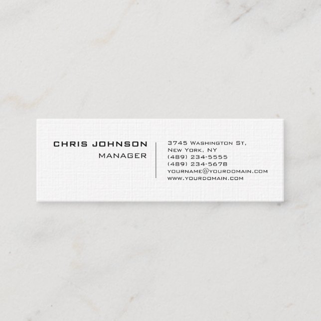 Mini Carte de visite de gestionnaire unique Slim Linen (Devant)