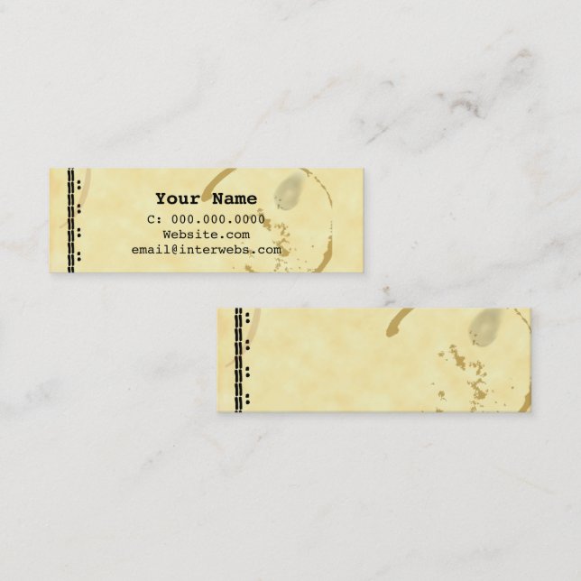 Mini Carte de visite de Grunge de la machine à écrire à (Devant / Derrière)