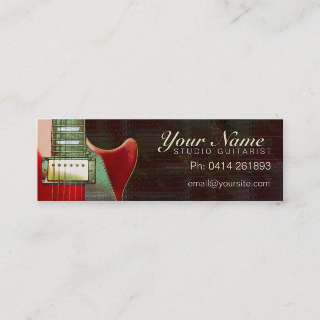 Mini carte de visite de guitare rouge électrique (Devant)