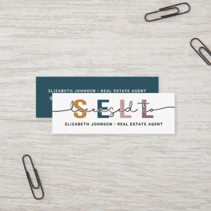 Mini Carte de visite de l'agent immobilier agréé bleu m