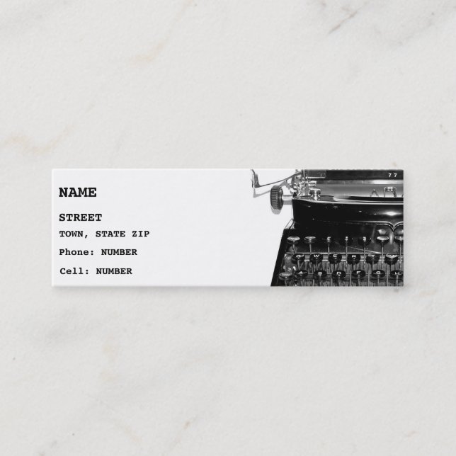 Mini Carte de visite de livre de romancier d'auteur de (Devant)