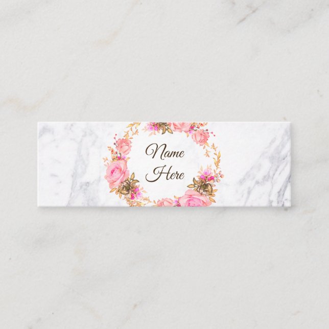 Mini Carte de visite de marbre de Flourish d'aquarelle (Devant)