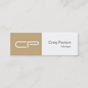 Mini Carte de visite de Monogramme blanc beige fin tend