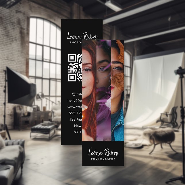 Mini Carte de visite de photographe à code QR à trois p (Créateur téléchargé)