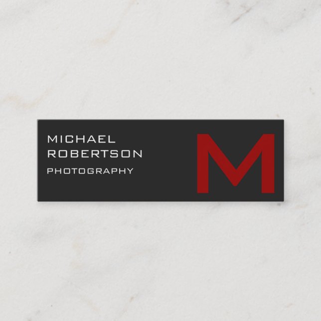 Mini Carte de visite de photographe Slim Red Grey (Devant)