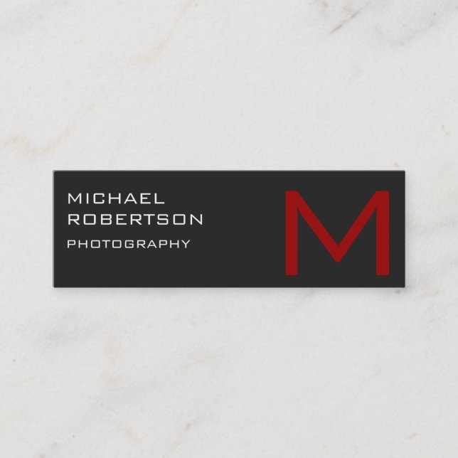 Mini Carte de visite de photographe Slim Red Grey (Devant)