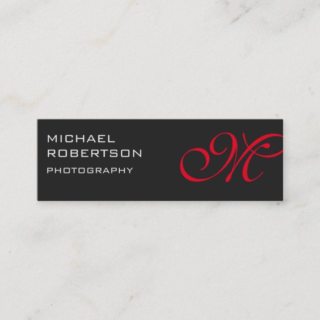 Mini Carte de visite de photographe Slim Red Grey (Devant)