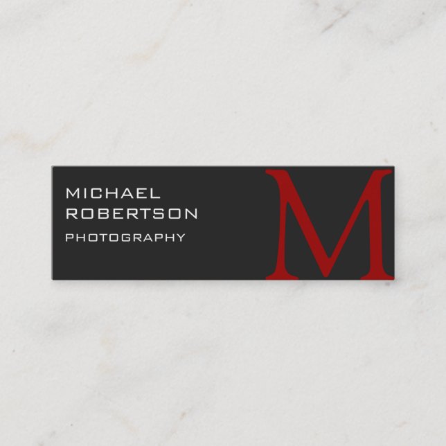 Mini Carte de visite de photographe Slim Red Grey (Devant)