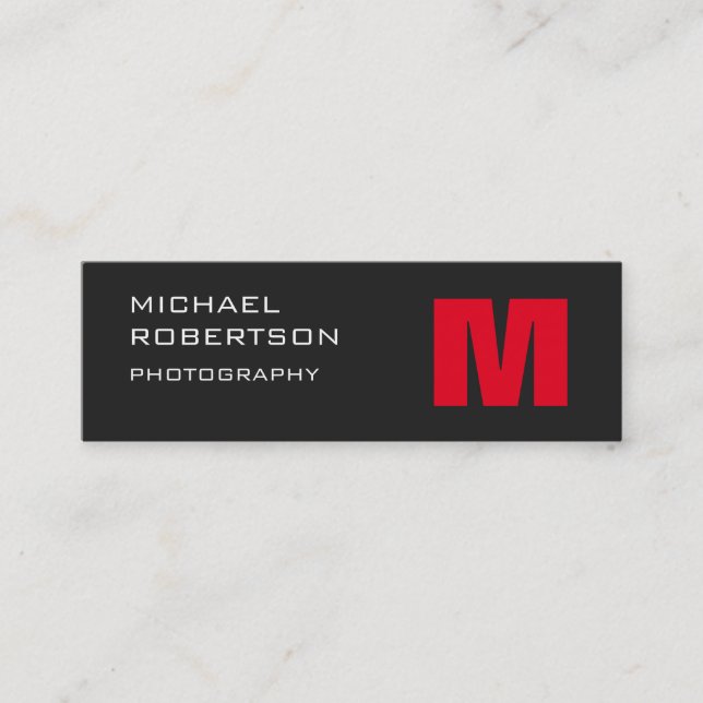 Mini Carte de visite de photographe Slim Red Grey (Devant)