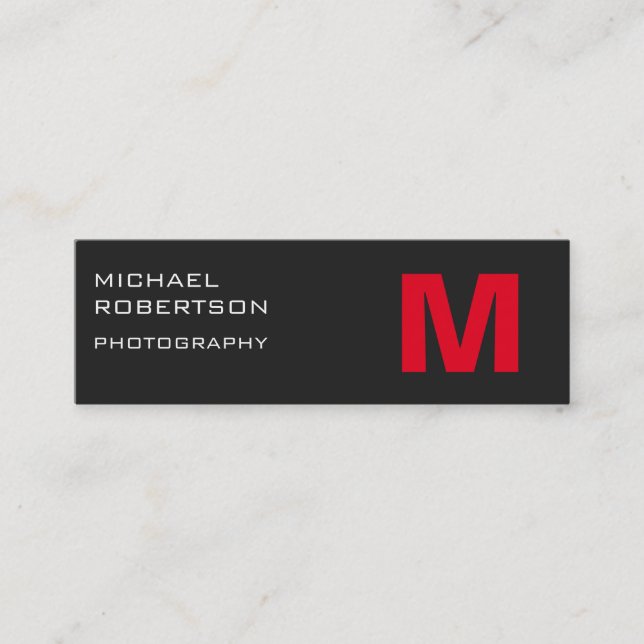 Mini Carte de visite de photographe Slim Red Grey (Devant)