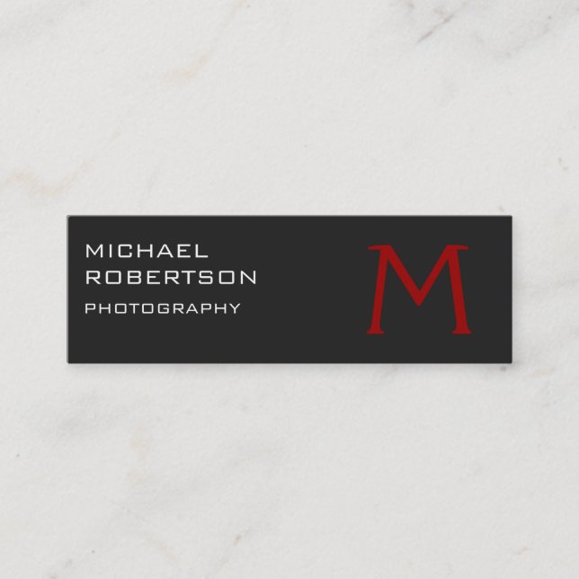 Mini Carte de visite de photographe Slim Red Grey (Devant)