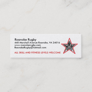 MINI CARTE DE VISITE DE RUGBY DE ROANOKE