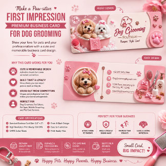 Mini Carte de visite de salon de toilettage pour chiens