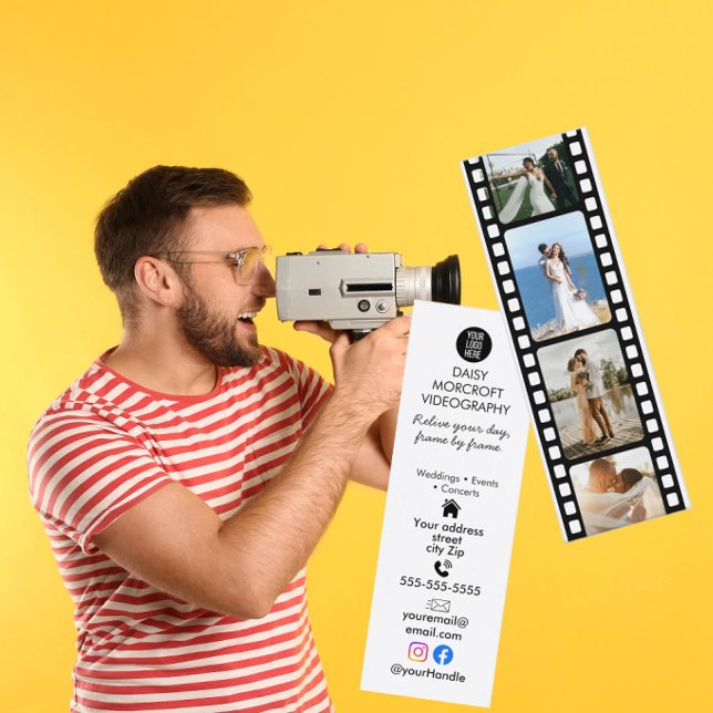 Mini Carte de visite de vidéaste de mariage en bande de (Créateur téléchargé)