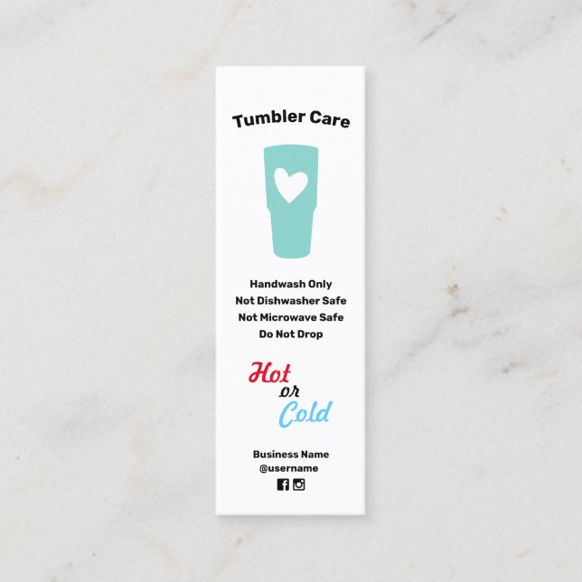 Mini Carte de visite des instructions de soins du tamis (Devant)
