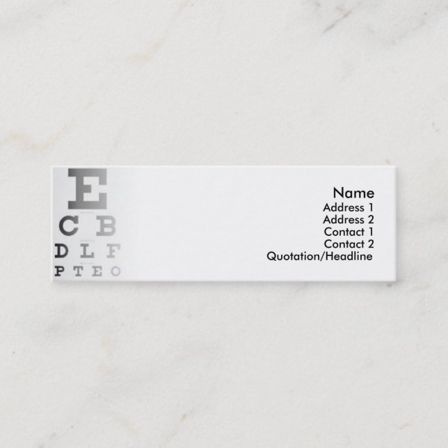 Mini Carte de visite du diagramme des yeux (Devant)