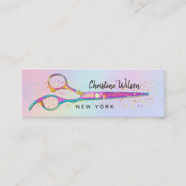 Mini carte de visite du logo ciseaux de coiffeur (Devant)