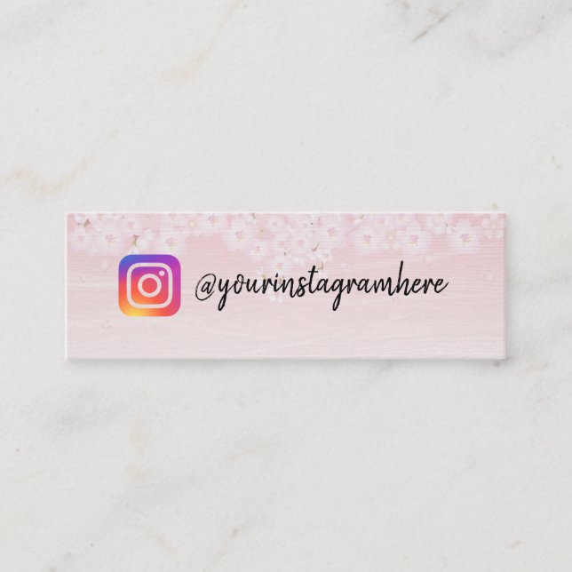 Mini carte de visite en bois cerisier en fleurs (Devant)