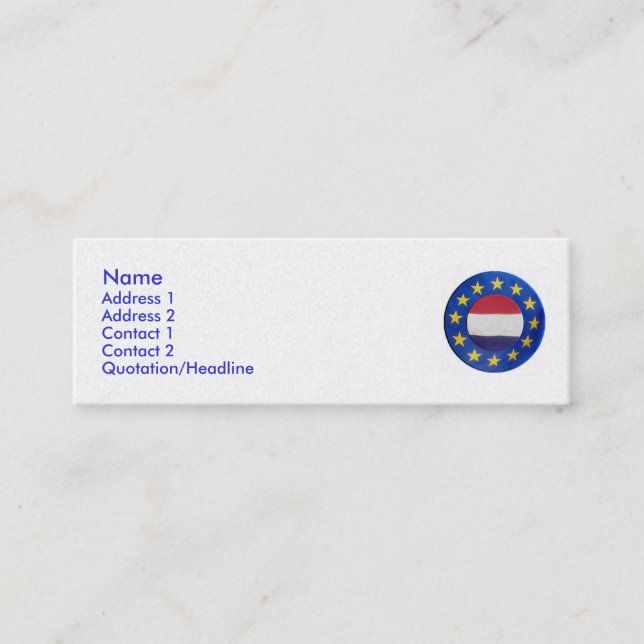 Mini Carte de visite Euro Pays-Bas (Devant)