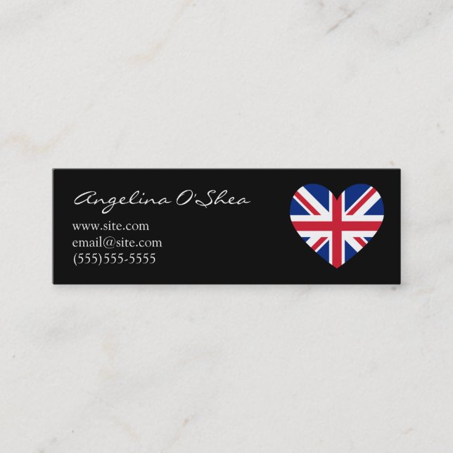 Mini Carte de visite fine cœur UK (Devant)