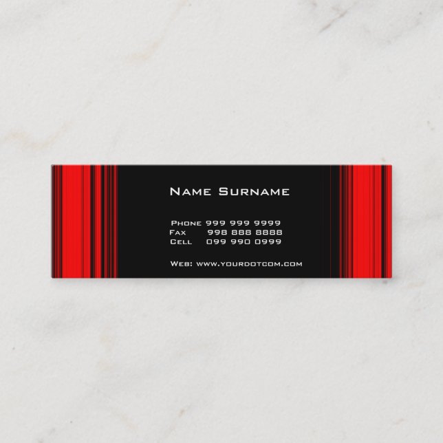 Mini Carte de visite fine rouge noir 4 (Devant)