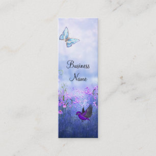 Mini Carte de visite Fleurs Violettes Oiseaux Mince