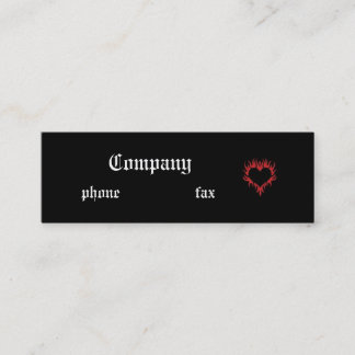 Mini Carte de visite gothique de noir de coeur du feu