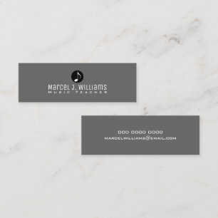 Mini carte de visite gris musicien avec note de musique