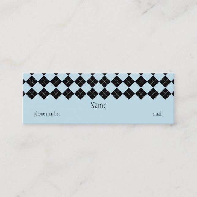 Mini Carte de visite maigre à motifs de losanges bleu (Devant)