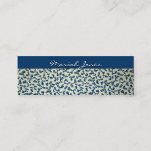 Mini Carte de visite maigre floral bleu et blanc de