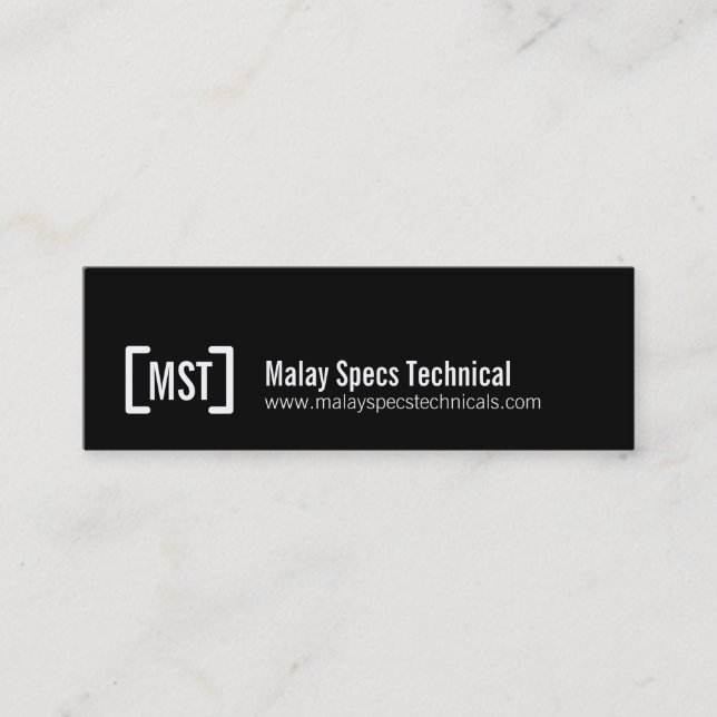 Mini Carte de visite maigre noir et blanc professionnel (Devant)