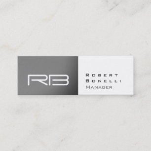 Mini Carte de visite Manager Monogramme Blanc Gris Slim